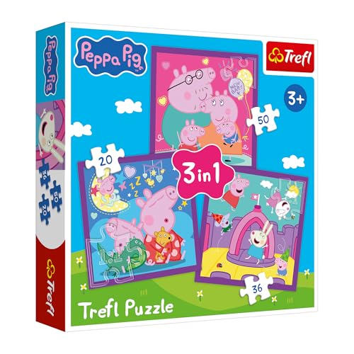Trefl - Peppa Pig, Peppa Pig's Habits - 3-in-1 Puzzle, 3 Puzzles, 20 to 50 Pieces - Various Difficulty Levels, Entertainment for Children Aged 3+ von Trefl