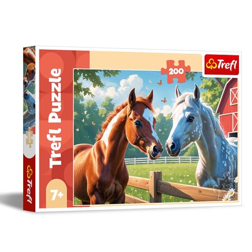 Trefl - Pferde auf der Lichtung - Puzzle 200 Teile - Buntes Puzzle mit Tieren, für Kinder ab 7 Jahren von Trefl