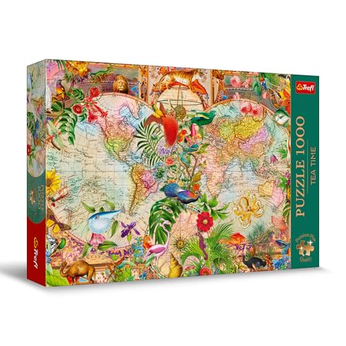 Trefl Premium Plus Quality - Puzzle Tea Time: Antike Weltkarte - 1000 Teile, Nostalgische Bilderserie, für Erwachsene und Kinder ab 14 Jahren von Trefl