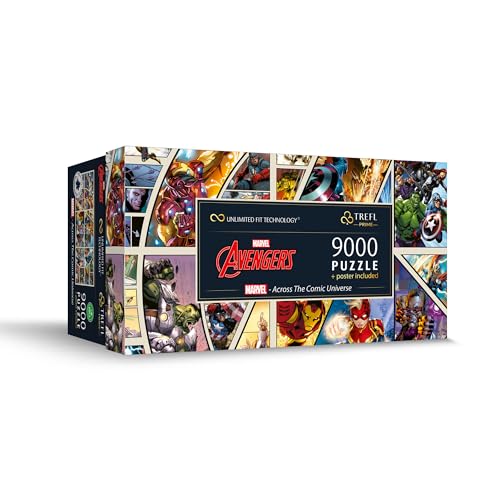 Trefl Prime - Puzzle UFT: Marvel - Across The Comic Universe - 9000 Teile, Großes Puzzle, Dickste Pappe, Bio, EKO, Collage mit Superhelden, Unterhaltung für Erwachsene und Kinder ab 12 Jahren von Trefl