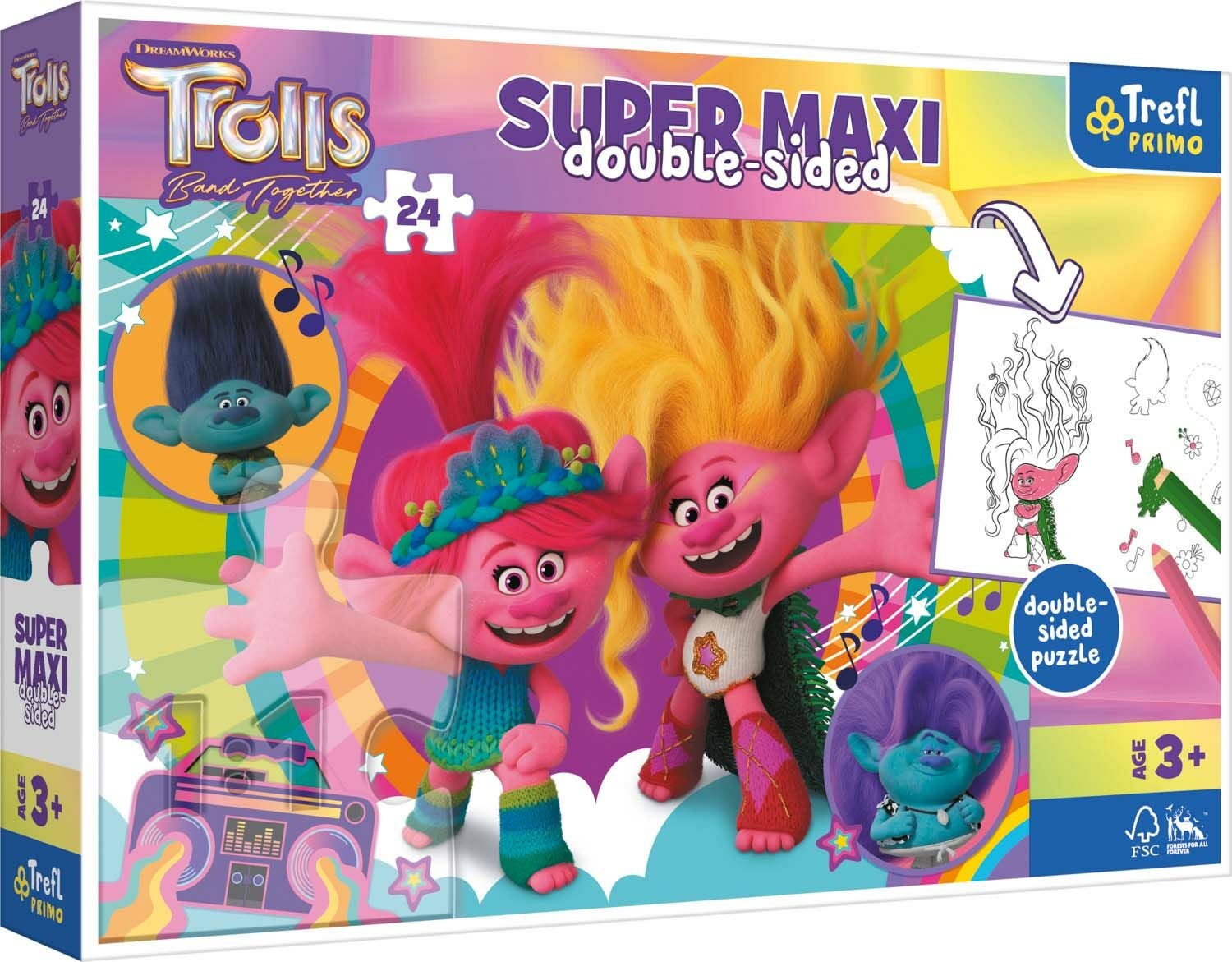 Trefl Primo Trolls 3 Super Maxi Puzzle 24 Teile von Trolls