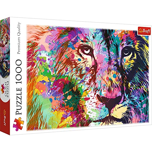 Trefl 10707 Piece Jigsaw, Colorful Lion 1000 Teile Portrait, modernes DIY, kreative Unterhaltung, Spaß, klassisches Puzzle mit Tieren, für Erwachsene und Kinder ab 12 Jahren, Bunter Löwe von Trefl