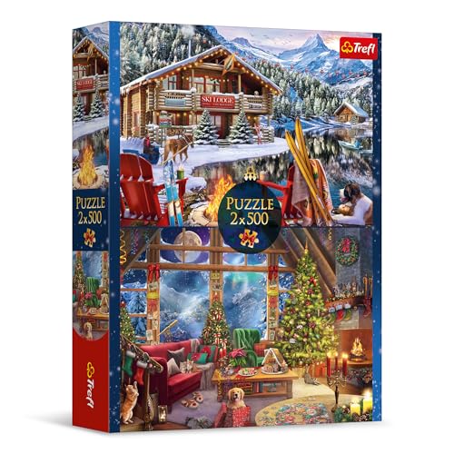 Trefl – 2-in-1-Puzzle: Weihnachten in den Bergen – 2 x 500 Teile – Set mit Zwei Puzzles, DIY, kreative Unterhaltung, für Erwachsene und Kinder ab 10 Jahren von Trefl