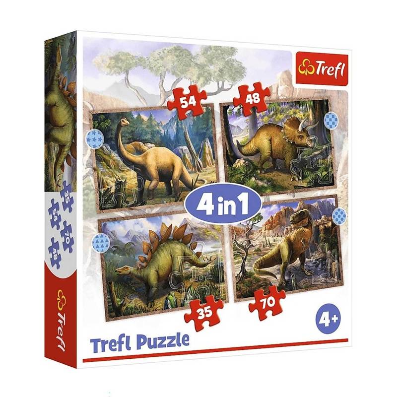 4 in 1 Puzzle 35, 48, 54, 70 Teile - Dinosaurier (Kinderpuzzle) von Trefl