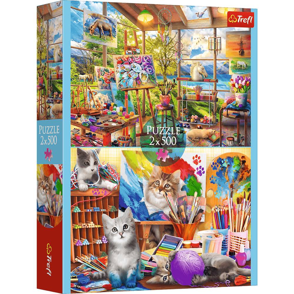 Trefl Puzzle 500 Teile - Katzen Malerei (2 x 500 Teile) - von Trefl