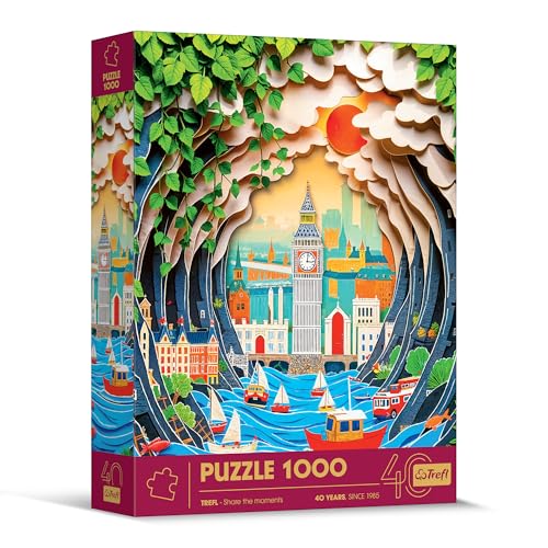 Trefl - Puzzle mit 3D-Effekt, London - 1000 Teile - 40 Jahre, Paper Art, Premium-Puzzle für Erwachsene und Kinder ab 14 Jahren von Trefl
