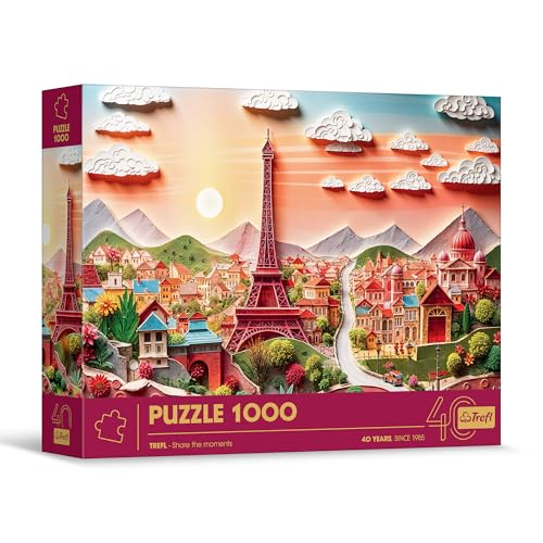 Trefl - Puzzle mit 3D-Effekt, Paris - 1000 Teile - 40 Jahre, Paper Art, Premium-Puzzle für Erwachsene und Kinder ab 14 Jahren von Trefl