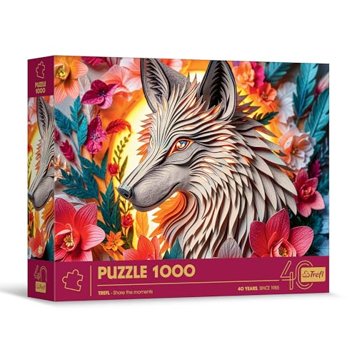 Trefl - Puzzle mit 3D-Effekt, Wolf - 1000 Teile - 40 Jahre, Paper Art, Premium-Puzzle für Erwachsene und Kinder ab 14 Jahren von Trefl