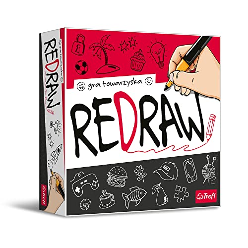 Trefl - Redraw - Dynamisches Gesellschaftsspiel, Sprüche erraten, Zeichnungen Anderer Spieler neu zeichnen, Künstler Werden, Spiel für Erwachsene und Kinder ab 10 Jahren von Trefl