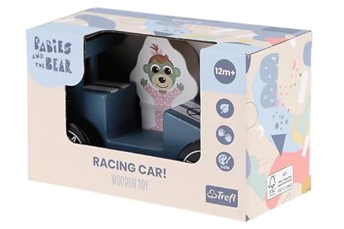 Trefl - Rennsport Blau, Wooden Toys, Biben und Bär - Holzspielzeug 2in1, Auto Auto Rennwagen, Figur Biobask Junge, Umweltfreundlich, Naturholz, für Jahre für Kinder ab 12 Monaten Trefl - Rennsport Blau, Wooden Toys, Biben und Bär - Holzspielzeug 2in1, Auto Auto Rennwagen, Figur Biobask Junge, Umweltfreundlich, Naturholz, für Jahre für Kinder ab 12 Monaten von Trefl