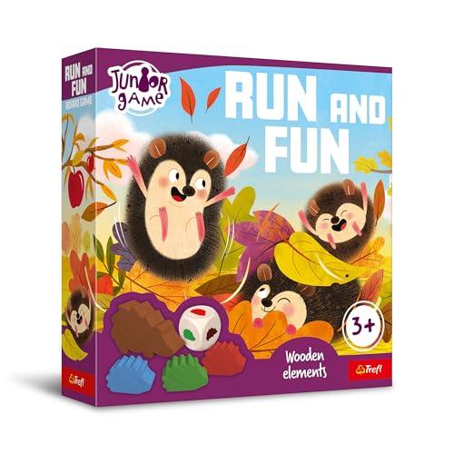 Trefl - Run and Fun, Junior Game - Brettspiel für Kleinkinder, Zwei Varianten, Holzigel, Große Elemente, Einfache Regeln, Schöne Illustrationen, Lernen durch Spielen, Spiel für Kinder ab 3 Jahren Trefl - Run and Fun, Junior Game - Brettspiel für Kleinkinder, Zwei Varianten, Holzigel, Große Elemente, Einfache Regeln, Schöne Illustrationen, Lernen durch Spielen, Spiel für Kinder ab 3 Jahren von Trefl
