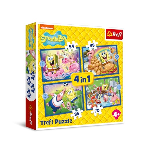 Trefl - Spongebob, SpongeBob's Unterwasserleben - 4-in-1 Puzzles, 4-Puzzle-Set, 35 bis 70 Teile - Verschiedene Schwierigkeitsgrade, für Kinder ab 4 Jahren von Trefl