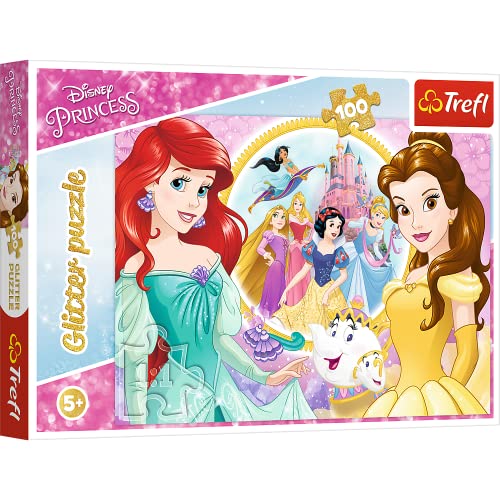 Trefl TR14819 Glitter, Erinnerungen von Belle und Ariel, Disney Princess 100 Teile, für Kinder ab 5 Jahren Puzzle, Farbig von Trefl