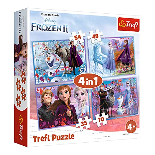 Trefl TR34323 Eine Reise ins Unbekannte, Disney Frozen 2 von 35 bis 70 Teilen, 4 Sets, für Kinder ab 4 Jahren Puzzlebox, Mehrfarbig von Trefl