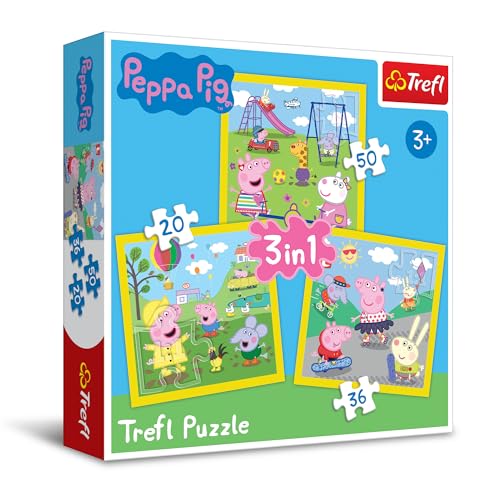 Trefl TR34849 Fröhlicher Tag Wutz, Peppa Pig 20 bis 50 Teilen, 3 Sets, für Kinder ab 3 Jahren Puzzlebox, Mehrfarbig Trefl TR34849 Fröhlicher Tag Wutz, Peppa Pig 20 bis 50 Teilen, 3 Sets, für Kinder ab 3 Jahren Puzzlebox, Mehrfarbig von Trefl