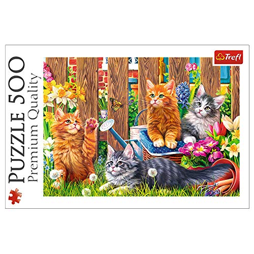 Trefl TR37326 Katzen im Garten Teile, Premium Quality, für Erwachsene und Kinder ab 10 Jahren Puzzle, Mehrfarbig, 500 Pièces von Trefl