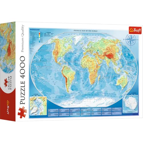 Trefl TR45007 Große Weltkarte 4000 Teile, Premium Quality, für Erwachsene und Kinder ab 15 Jahren Puzzle, Farbig von Trefl