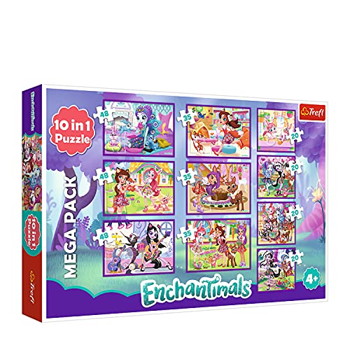Trefl TR90354 Abenteuer der Enchantimals 20 bis 48 Teilen, 10 Sets, für Kinder ab 4 Jahren Puzzlebox, Mehrfarbig von Trefl