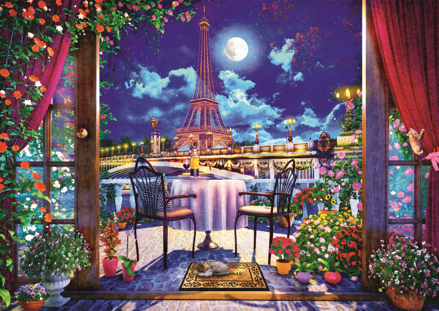 Trefl Tea Time: Parisian Moonlight 1000 Teile Puzzle Trefl-10843 von Trefl