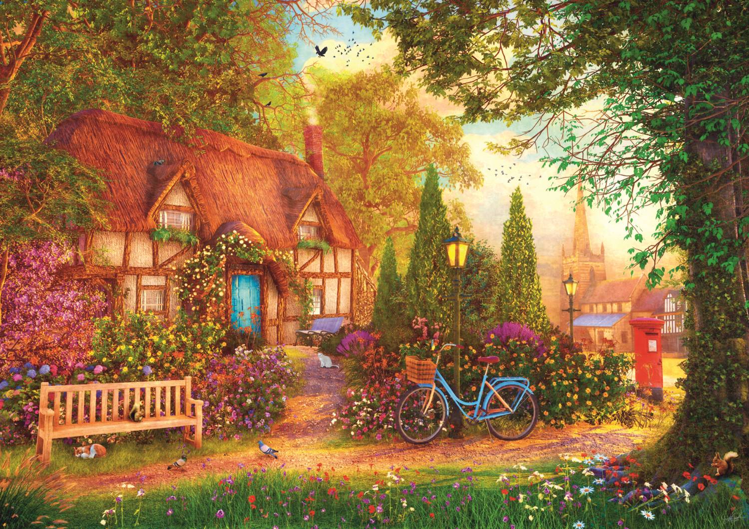 Trefl Tea Time: Reetgedecktes Häuschen 1000 Teile Puzzle Trefl-10803 von Trefl