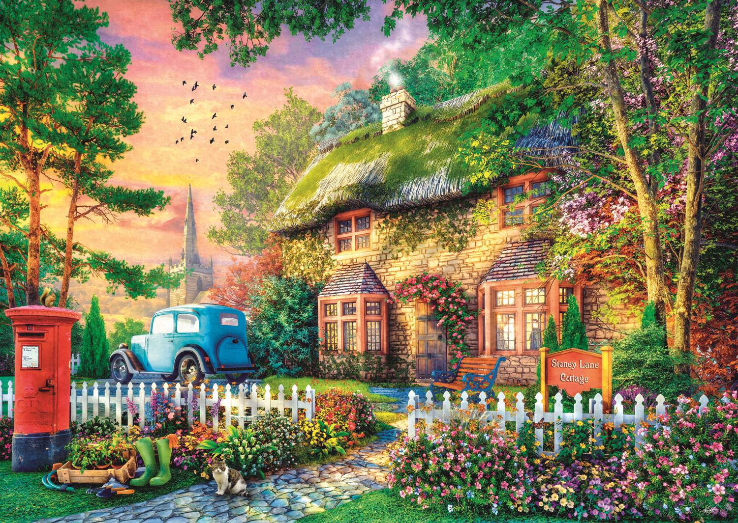 Trefl Tea Time: Stoney Lane Cottage 1000 Teile Puzzle Trefl-10852 von Trefl