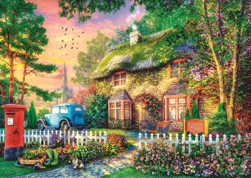 Trefl Tea Time: Stoney Lane Cottage 1000 Teile Puzzle Trefl-10852 von Trefl