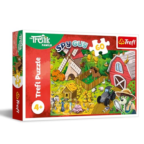 Trefl - The Treflik Family, Trefliks auf dem Bauernhof - Puzzle 60 Teile - Buntes Puzzle mit Trefliks, Unterhaltung, Spaß für Kinder ab 4 Jahren von Trefl