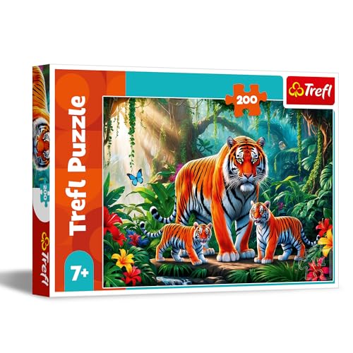Trefl - Tigergewohnheiten - Puzzle 200 Teile - Buntes Puzzle mit Tieren, für Kinder ab 7 Jahren von Trefl