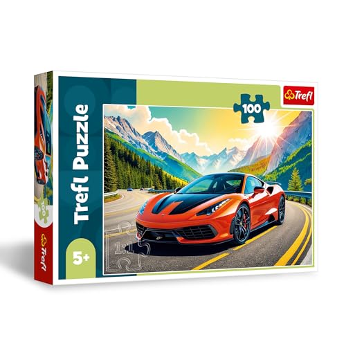 Trefl - Wettlauf gegen die Zeit - Puzzle 100 Teile - Puzzle mit Fahrzeugen, kreative Unterhaltung, Spaß für Kinder ab 5 Jahren von Trefl