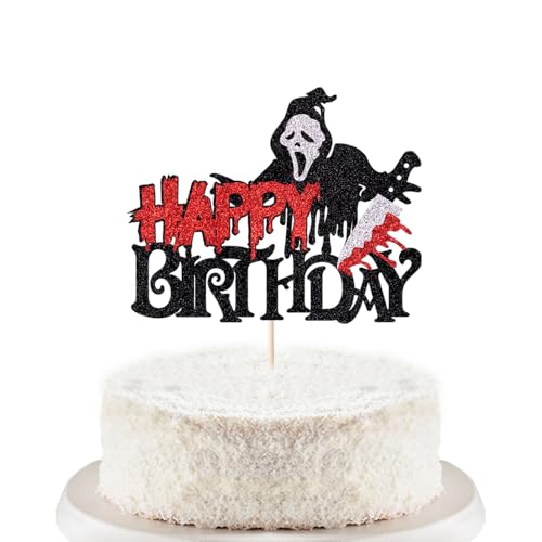Trelsan Halloween Happy Birthday Cake Topper, Halloween Party Dekorationen, Halloween Horror Themed Birthday Party Dekorationen Supplies für Männer Frauen Happy Halloween Kuchen Dekorationen Trelsan Halloween Happy Birthday Cake Topper, Halloween Party Dekorationen, Halloween Horror Themed Birthday Party Dekorationen Supplies für Männer Frauen Happy Halloween Kuchen Dekorationen von Trelsan