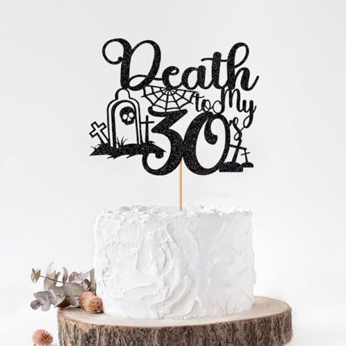 Trelsan Schwarzer Glitzer "Death to My 30's Cake Topper", Rip Thirties Dekorationen, Rip to My 30s Kuchendekoration, Beerdigung Geburtstag Party Dekoration, Death to My Youth 40. Geburtstag Party Trelsan Schwarzer Glitzer "Death to My 30's Cake Topper", Rip Thirties Dekorationen, Rip to My 30s Kuchendekoration, Beerdigung Geburtstag Party Dekoration, Death to My Youth 40. Geburtstag Party von Trelsan