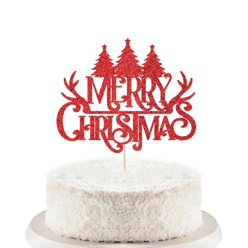 Trelsan Tortenaufsatz mit Aufschrift "Merry Christmas", rot und grün, glitzernd, für Weihnachten, Geburtstag, Kuchendekoration für Neujahrsparty, Weihnachtsfeiertag, Mottoparty, Kuchendekoration (rot) Trelsan Tortenaufsatz mit Aufschrift "Merry Christmas", rot und grün, glitzernd, für Weihnachten, Geburtstag, Kuchendekoration für Neujahrsparty, Weihnachtsfeiertag, Mottoparty, Kuchendekoration (rot) von Trelsan