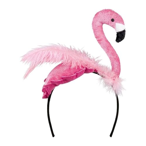 TrendandStylez Haarreif Flamingo, pink, Plüsch mit Federn, Kopfschmuck, Accessoire für Karneval, Fasching, Mottoparty von TrendandStylez