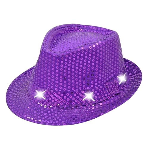 TrendandStylez LED Pailletten Hut, blau, Glitzerhut für Damen und Herren, Glamour Accessoire, Kappe für Karneval, Silvester von TrendandStylez