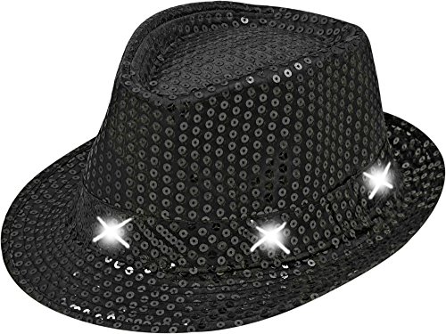 TrendandStylez LED Pailletten Hut, schwarz, Glitzerhut für Damen und Herren, Glamour Accessoire, Kappe für Karneval, Silvester von TrendandStylez
