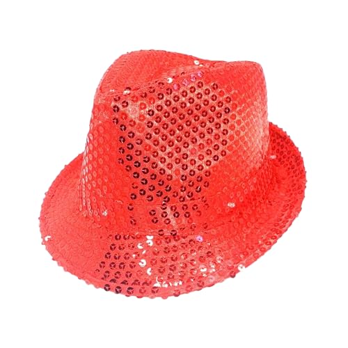 TrendandStylez Pailletten Hut Glitzer Kappe Sylvester Karneval Party 11 Farben (Rot) von TrendandStylez