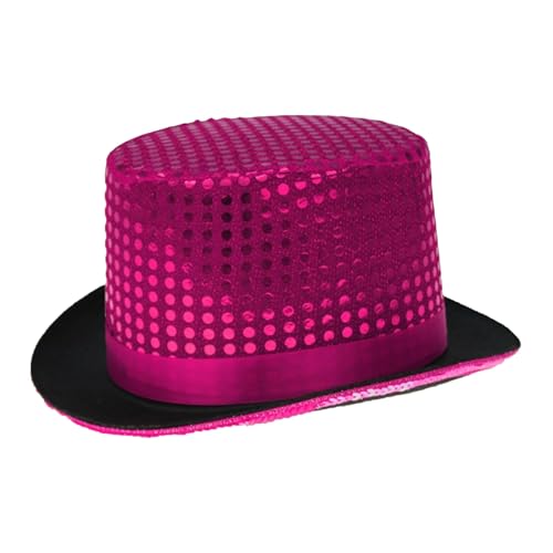 TrendandStylez Pailletten Zylinder Hut, pink, Glitzerhut für Damen und Herren, Glamour Accessoire, Top Hat für Karneval, Silvester von TrendandStylez