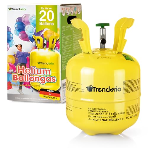 Helium Gasflasche für 20 Ballons | Heliumflasche 140L Gasfüllung Folienballons Luftballons | Party Hochzeit (1 x Ballongas 20) von Trendario