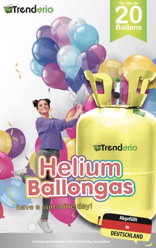 Helium Gasflasche für 20 Ballons | Heliumflasche 140L Gasfüllung Folienballons Luftballons | Party Hochzeit (1 x Ballongas 20) von Trendario