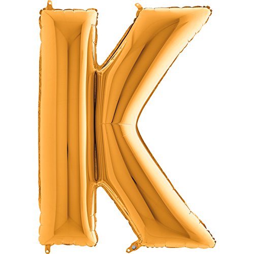 Trendario Ballon Buchstaben - XXL Riesenbuchstabe 100cm Folienballon - Helium Luftballons für Geburtstag, Taufe, Party Deko, Hochzeit (K, Gold) von Trendario