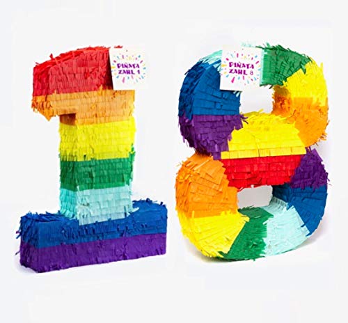 Trendario Pinata Zahl 18 - Mehrfarbig - ungefüllt - Ideal zum Befüllen mit Süßigkeiten und Geschenken - Piñata für Geburtstag Spiel, Geschenkidee, Party, Feier, Überraschung Trendario Pinata Zahl 18 - Mehrfarbig - ungefüllt - Ideal zum Befüllen mit Süßigkeiten und Geschenken - Piñata für Geburtstag Spiel, Geschenkidee, Party, Feier, Überraschung von Trendario