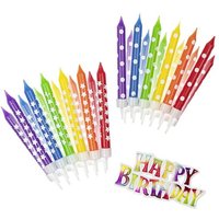 Geburtstagskerzen Deko-Set, in Regenbogen-Farben, 13-teilig von Trendhaus Handelsgesellschaft mbH