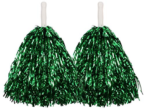 Pom Pom Pompon für Cheerleader Metallic - 2 Stück, Farbe wählen:grün von Alsino