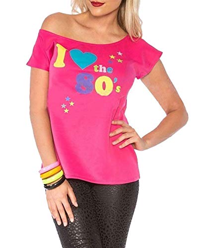 Deluxe I Love The 80's Damen T-Shirt Pop Star Pink Top-Kostüm Sexy Retro #klein von TrendyFashion