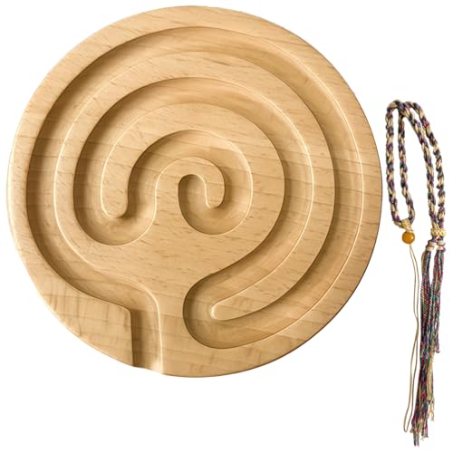 Labyrinth Holz Finger Atembrett Angst Relief Spielzeug Tragbares Stressabbau Meditation Achtsamkeit Fidget Tool Inklusive Seil Dekorativ und Manuell Sicher Natürlich von Tressify
