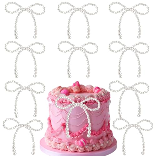 10 Stück Perlen Schleife Kuchen Toppers Perlen Schleifen Cupcake Toppers,Deko Torten für Geburtstagsparty, Hochzeit, Baby Shower, Party Dekoration 10 Stück Perlen Schleife Kuchen Toppers Perlen Schleifen Cupcake Toppers,Deko Torten für Geburtstagsparty, Hochzeit, Baby Shower, Party Dekoration von Tressora