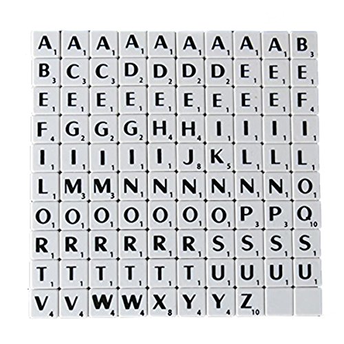 Trimming Shop Alphabet-Steine 100 Stück 1,9 cm schwarz mit weißen Buchstaben – perfekt als Ersatz, für Kunst und Handwerk, Brettspiele, Scrapbooking, Rechtschreibung, Wandkunst, Puzzle weiß von Trimming Shop