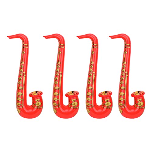 Trimming Shop Aufblasbares Saxophon, Musikinstrumente, Mikrofon, Party, Gastgeschenke, Taschenfüller, Verkleidung, Party, rot, 4 Stück von Trimming Shop