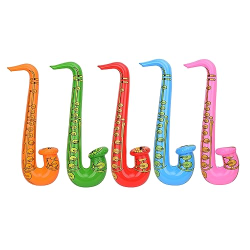 Trimming Shop Aufblasbares Saxophon Musikinstrumente Mikrofon Partyzubehör Gastgeschenke Tasche für JunggesellinnenParty zufällige Farbe (4 Stück) von Trimming Shop