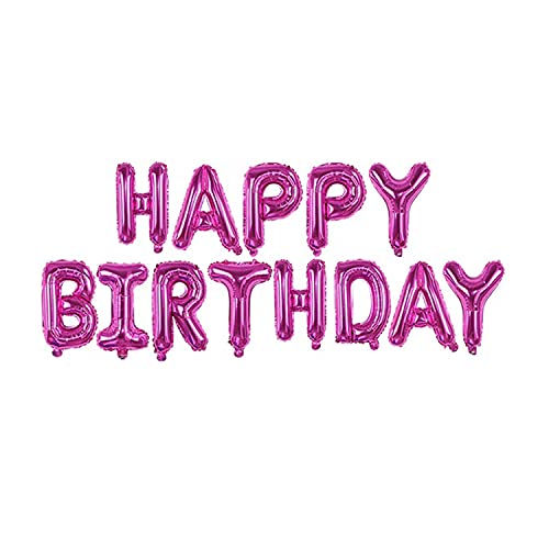 Trimming Shop Happy Birthday Luftballons Banner, selbstaufblasend, 16 Zoll Alphabet Folienballon mit Band, Happy Birthday Buchstaben Folienballons, Jungen Mädchen Geburtstag Party Dekoration, Hot Pink von Trimming Shop